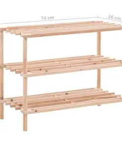 vidaXL 3-Tier Shoe Rack Solid Fir Wood