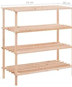 vidaXL 4-Tier Shoe Rack Solid Fir Wood