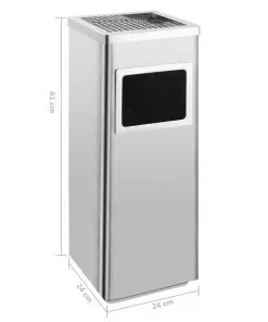 vidaXL Ashtray Dustbin Hotel 36 L Stainless Steel