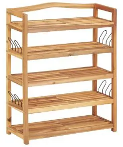 vidaXL 5-Tier Shoe Rack 64x26x80 cm Solid Acacia Wood