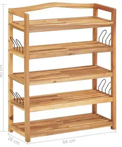vidaXL 5-Tier Shoe Rack 64x26x80 cm Solid Acacia Wood