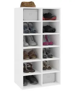 vidaXL Shoe Rack White 54x34x100 cm Chipboard
