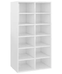 vidaXL Shoe Rack High Gloss White 54x34x100 cm Chipboard