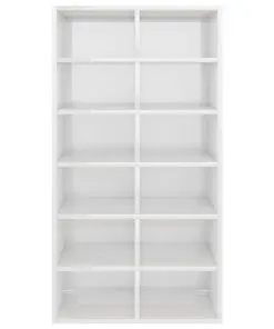 vidaXL Shoe Rack High Gloss White 54x34x100 cm Chipboard