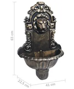 vidaXL Wall Fountain Lion Head Design Bronze