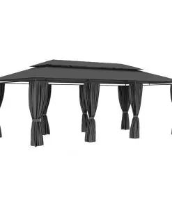 vidaXL Gazebo with Curtains 600x298x270 cm Anthracite