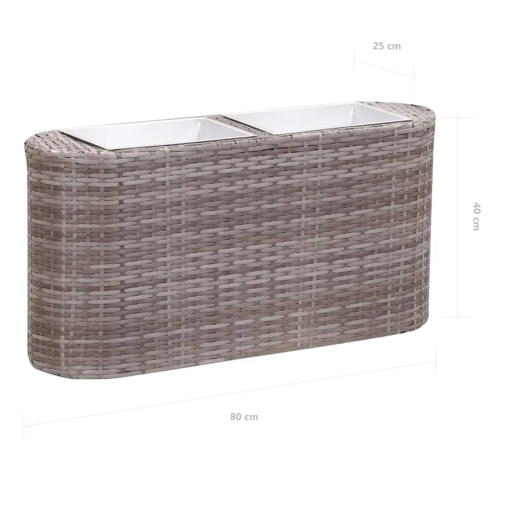 vidaXL Garden Raised Bed 80x25x40 cm Poly Rattan Grey