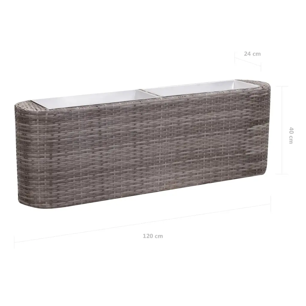 vidaXL Garden Raised Bed 120x24x40 cm Poly Rattan Grey