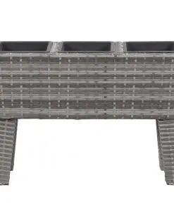vidaXL Garden Raised Bed with Legs and 3 Pots 72x25x50 cm Poly Rattan Grey
