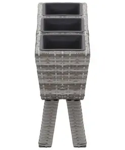 vidaXL Garden Raised Bed with Legs and 3 Pots 72x25x50 cm Poly Rattan Grey