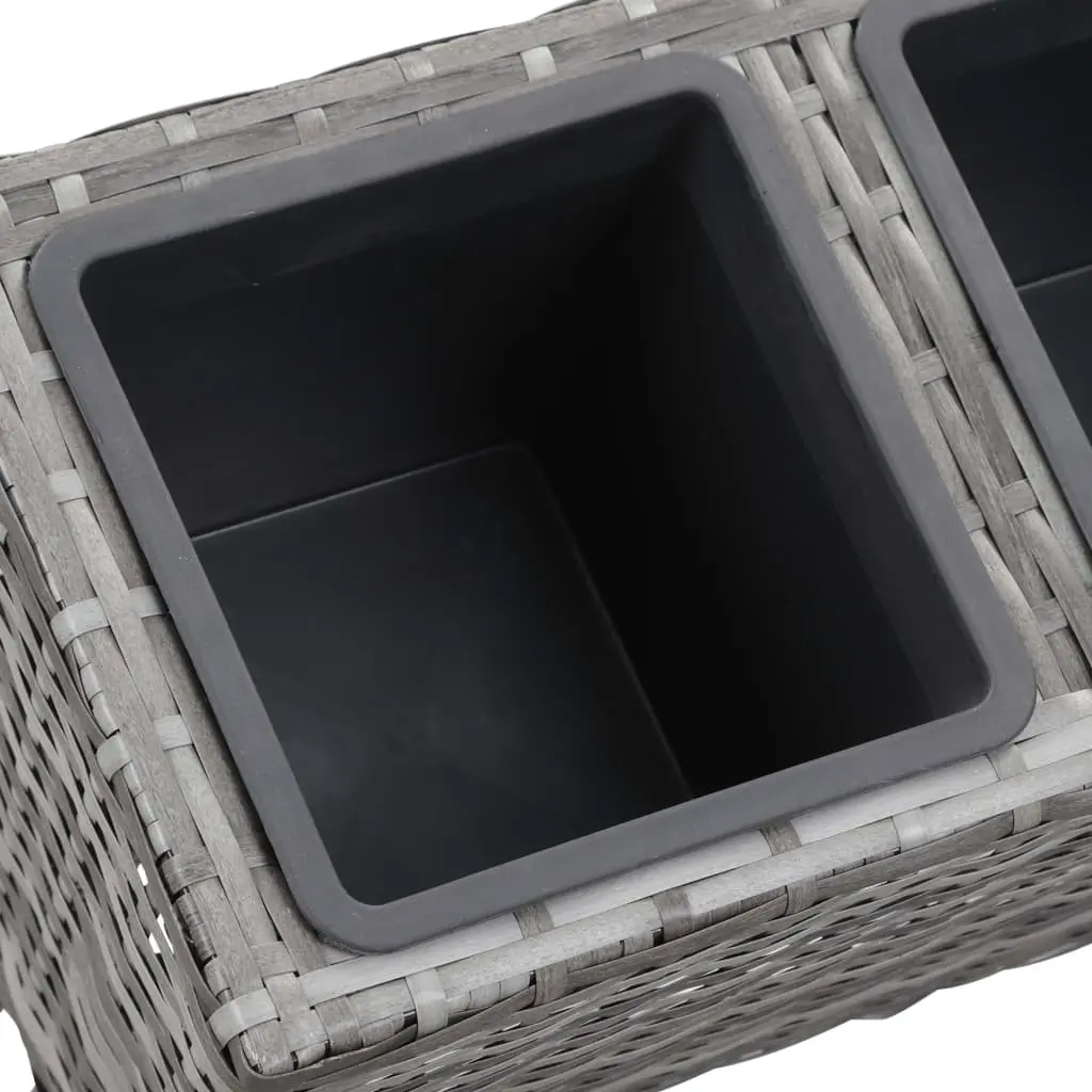 vidaXL Garden Raised Bed with Legs and 3 Pots 72x25x50 cm Poly Rattan Grey