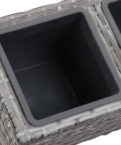 vidaXL Garden Raised Bed with Legs and 5 Pots 118x25x50 cm Poly Rattan Grey