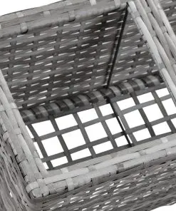 vidaXL Garden Raised Bed with Legs and 5 Pots 118x25x50 cm Poly Rattan Grey