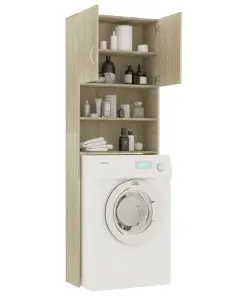 vidaXL Washing Machine Cabinet Sonoma Oak 64×25.5×190 cm Chipboard