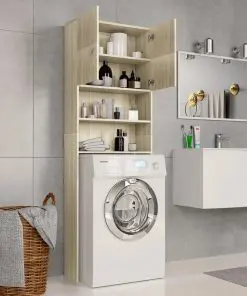 vidaXL Washing Machine Cabinet Sonoma Oak 64×25.5×190 cm Chipboard