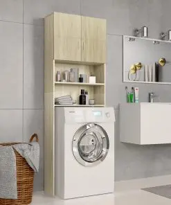 vidaXL Washing Machine Cabinet Sonoma Oak 64×25.5×190 cm Chipboard