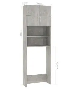 vidaXL Washing Machine Cabinet Concrete Grey 64×25.5×190 cm Chipboard