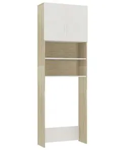 vidaXL Washing Machine Cabinet White and Sonoma Oak 64×25.5×190 cm