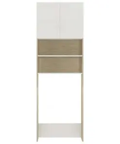 vidaXL Washing Machine Cabinet White and Sonoma Oak 64×25.5×190 cm