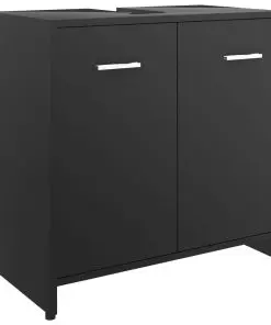 vidaXL Bathroom Cabinet Black 60x33x58 cm Chipboard