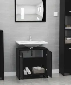 vidaXL Bathroom Cabinet Black 60x33x58 cm Chipboard