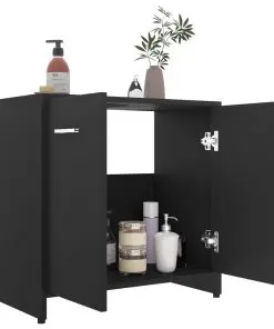vidaXL Bathroom Cabinet Black 60x33x58 cm Chipboard