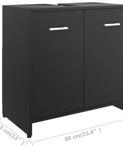 vidaXL Bathroom Cabinet Black 60x33x58 cm Chipboard