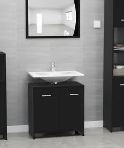 vidaXL Bathroom Cabinet Black 60x33x58 cm Chipboard
