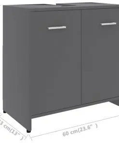 vidaXL Bathroom Cabinet Grey 60x33x58 cm Chipboard