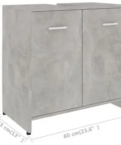 vidaXL Bathroom Cabinet Concrete Grey 60x33x58 cm Chipboard