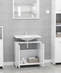 vidaXL Bathroom Cabinet High Gloss White 60x33x58 cm Chipboard