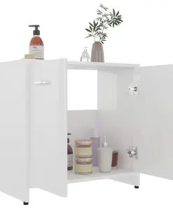 vidaXL Bathroom Cabinet High Gloss White 60x33x58 cm Chipboard