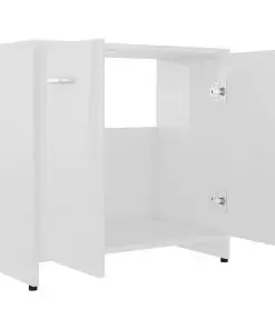vidaXL Bathroom Cabinet High Gloss White 60x33x58 cm Chipboard