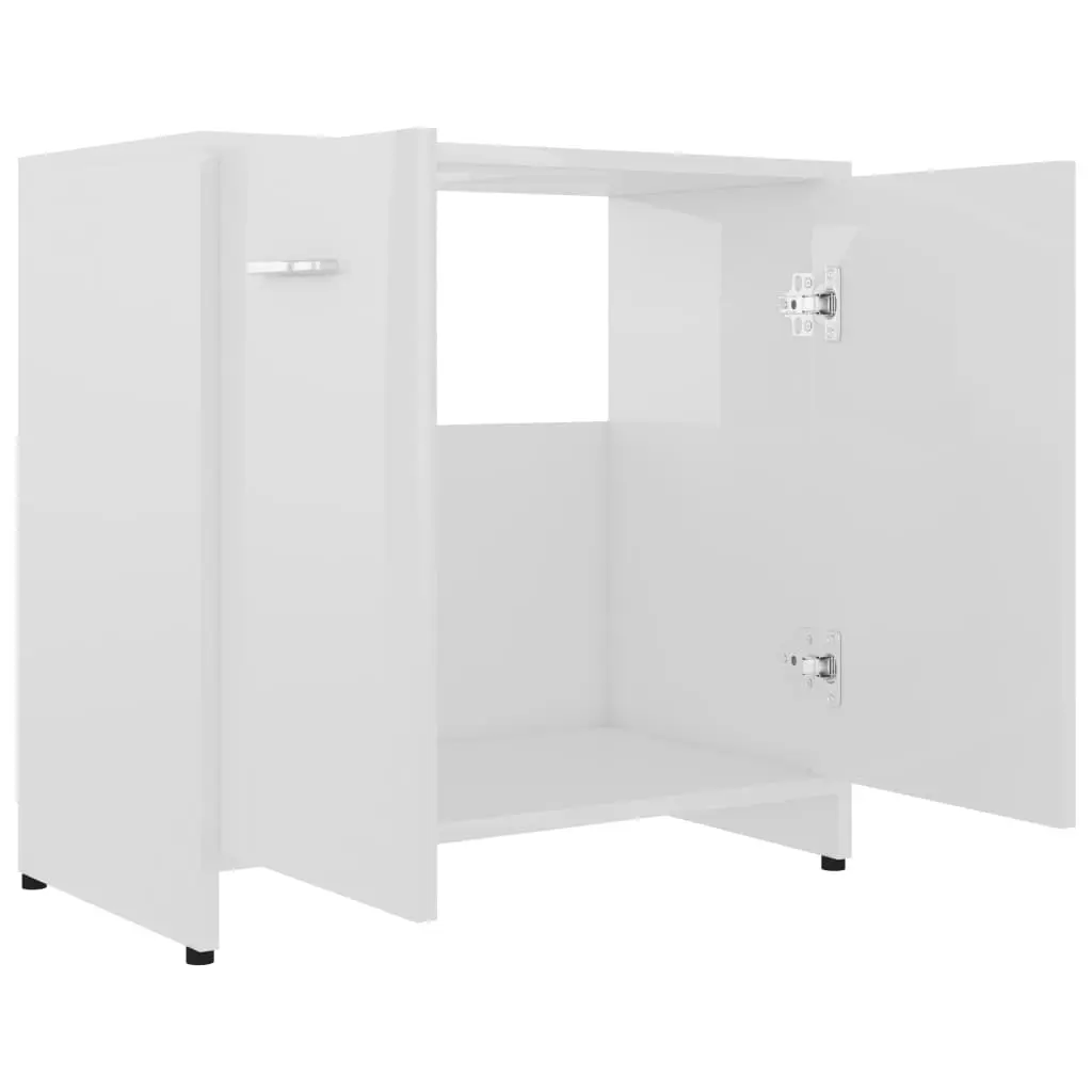vidaXL Bathroom Cabinet High Gloss White 60x33x58 cm Chipboard
