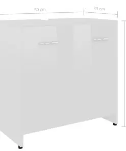 vidaXL Bathroom Cabinet High Gloss White 60x33x58 cm Chipboard