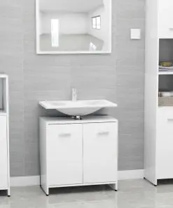 vidaXL Bathroom Cabinet High Gloss White 60x33x58 cm Chipboard