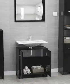 vidaXL Bathroom Cabinet High Gloss Black 60x33x58 cm Chipboard