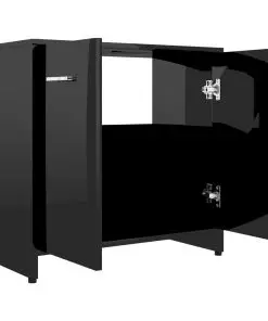 vidaXL Bathroom Cabinet High Gloss Black 60x33x58 cm Chipboard
