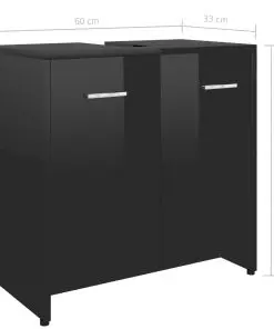vidaXL Bathroom Cabinet High Gloss Black 60x33x58 cm Chipboard