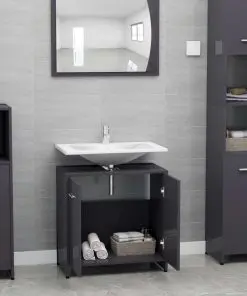 vidaXL Bathroom Cabinet High Gloss Grey 60x33x58 cm Chipboard