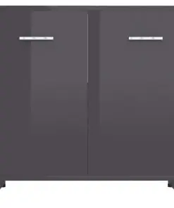vidaXL Bathroom Cabinet High Gloss Grey 60x33x58 cm Chipboard