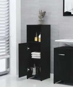 vidaXL Bathroom Cabinet Black 30x30x95 cm Chipboard