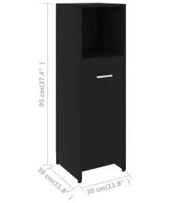 vidaXL Bathroom Cabinet Black 30x30x95 cm Chipboard