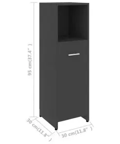 vidaXL Bathroom Cabinet Grey 30x30x95 cm Chipboard