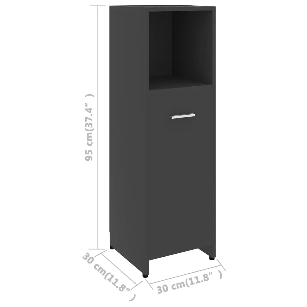 vidaXL Bathroom Cabinet Grey 30x30x95 cm Chipboard