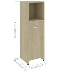 vidaXL Bathroom Cabinet Sonoma Oak 30x30x95 cm Chipboard