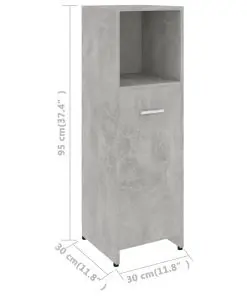 vidaXL Bathroom Cabinet Concrete Grey 30x30x95 cm Chipboard