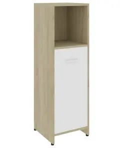 vidaXL Bathroom Cabinet White and Sonoma Oak 30x30x95 cm Chipboard