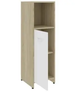 vidaXL Bathroom Cabinet White and Sonoma Oak 30x30x95 cm Chipboard