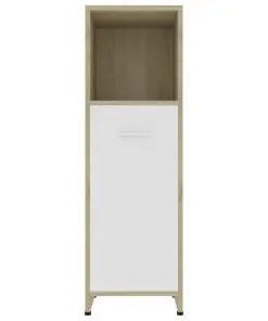 vidaXL Bathroom Cabinet White and Sonoma Oak 30x30x95 cm Chipboard